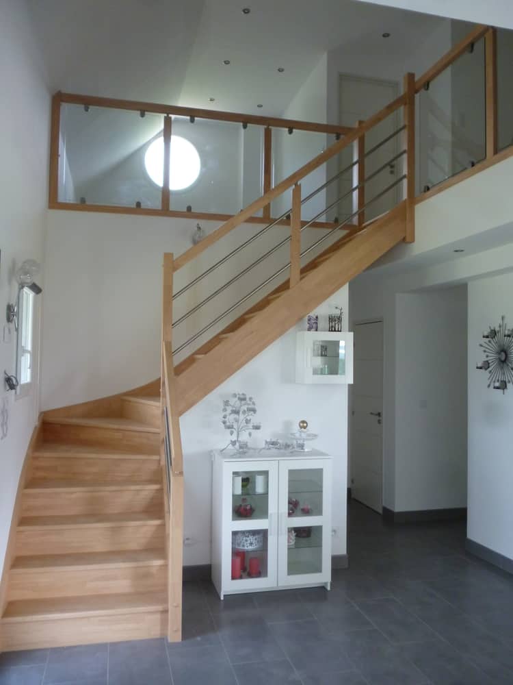 Styl'escalier : Gamme Création escalier avec rampe inox et étage vitré
